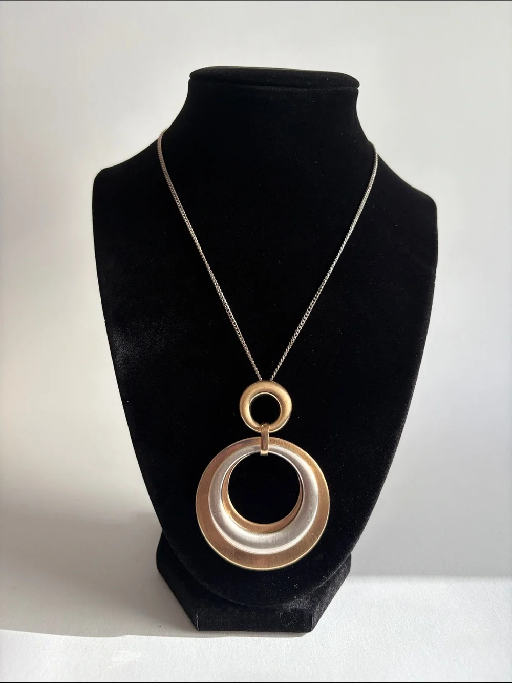 Layered Gold Circular Pendant Necklace Adjustable Women Jewelry